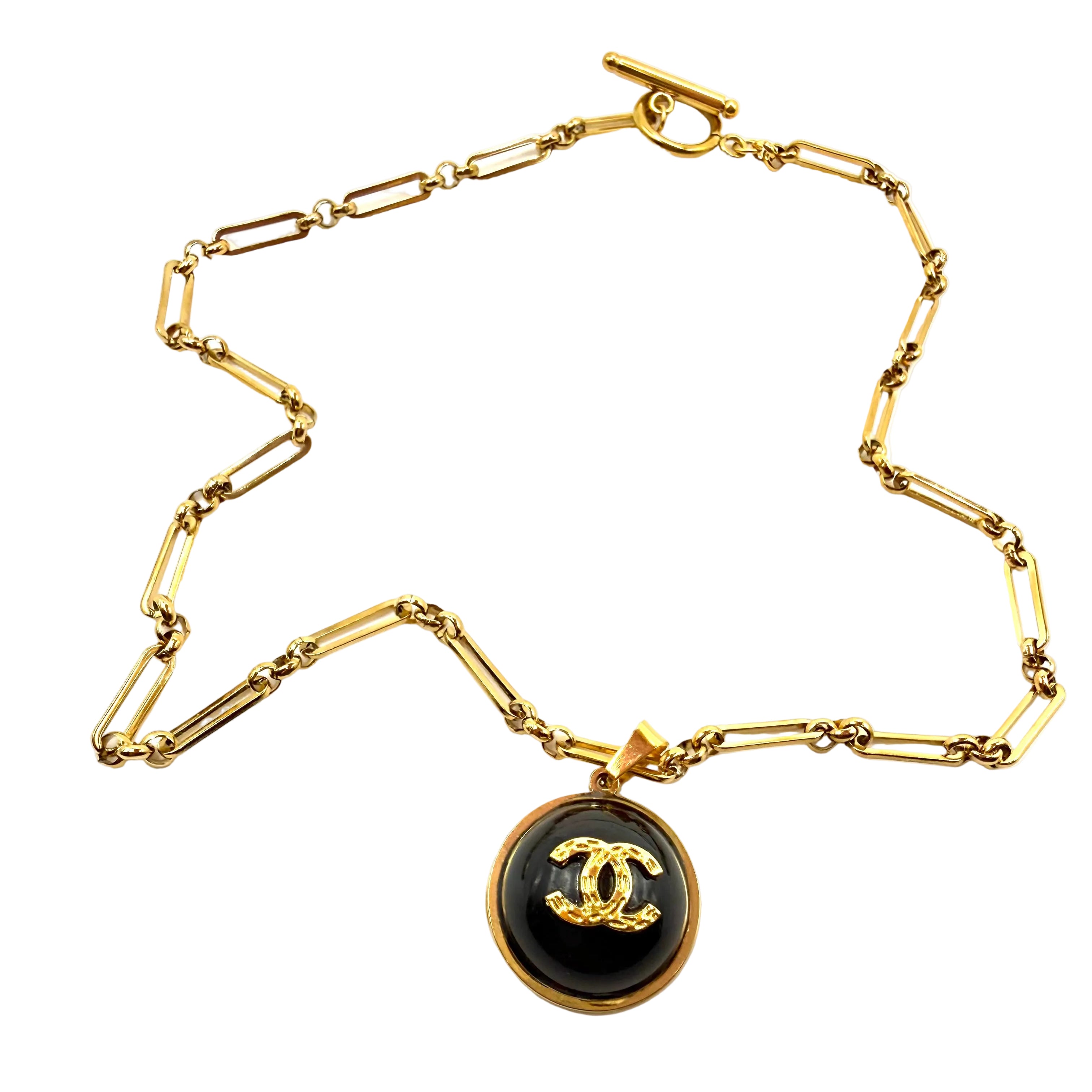REPURPOSED BLACK/GOLD CHARM NECKLACE