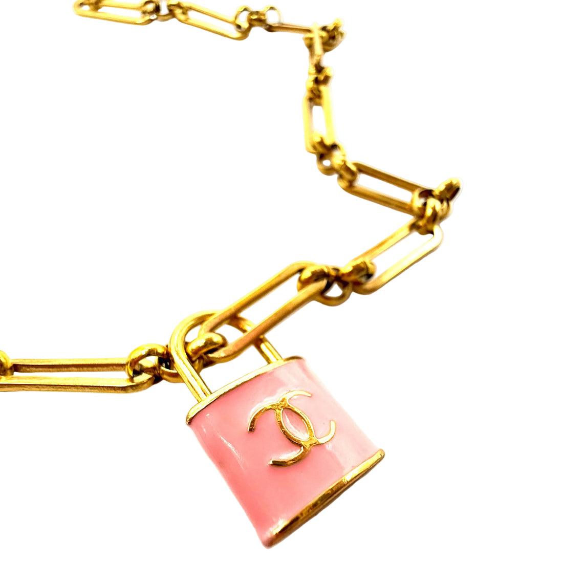 REPURPOSED PINK LOCK NECKLACE