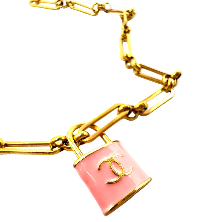 REPURPOSED PINK LOCK NECKLACE