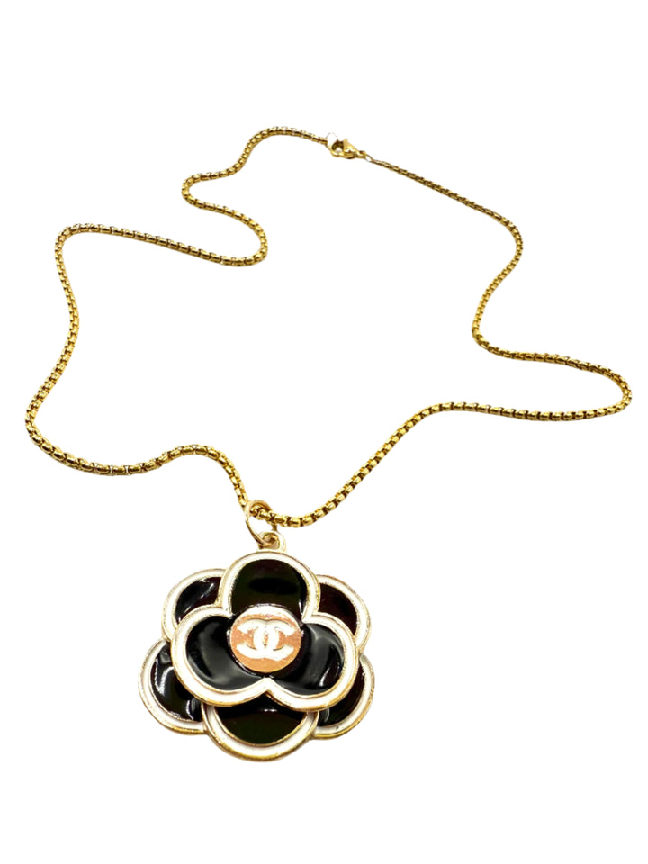 REPURPOSED CAMELLIA CHARM NECKLACE