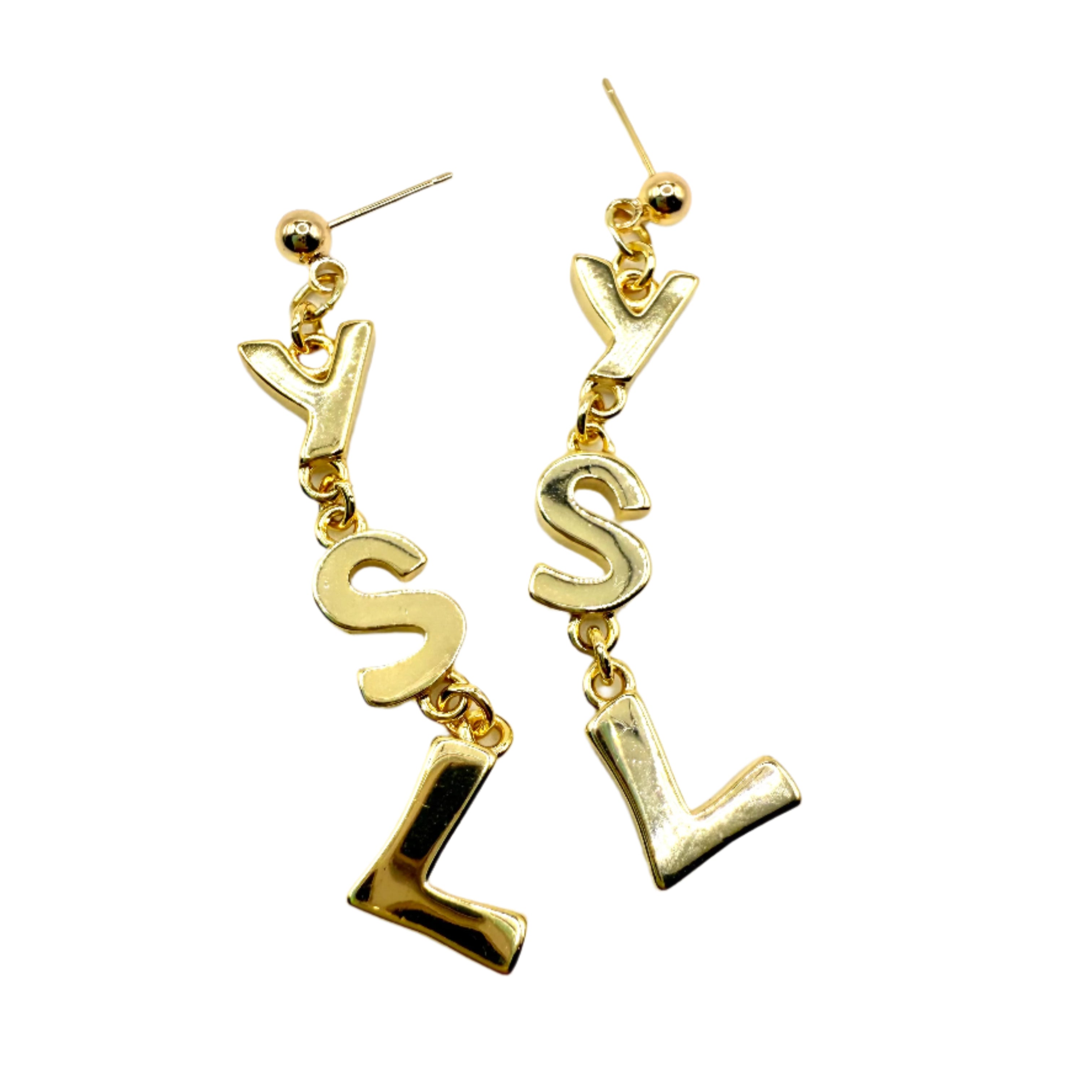 REPURPOSED CHARM GOLD LETTER EARRINGS
