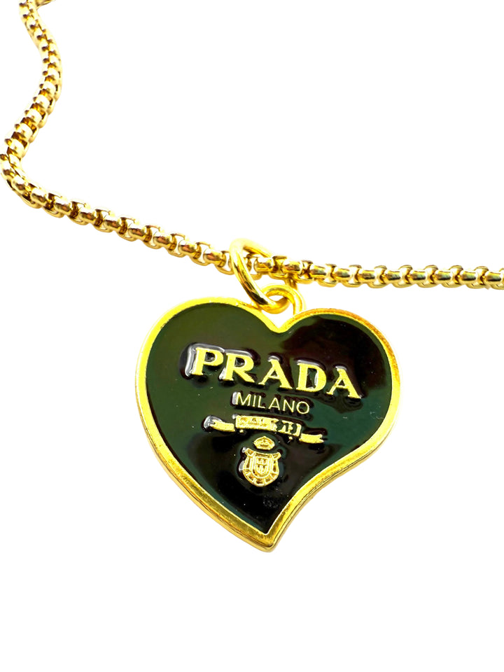 REPURPOSED BLACK HEART CHARM NECKLACE