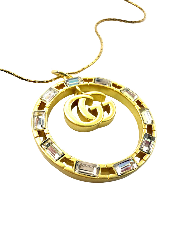 REPURPOSED GOLD/STONE CIRCLE CHARM NECKLACE