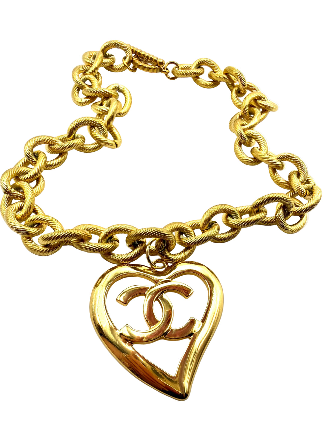 REPURPOSED LARGE HEART CHARM NECKLACE