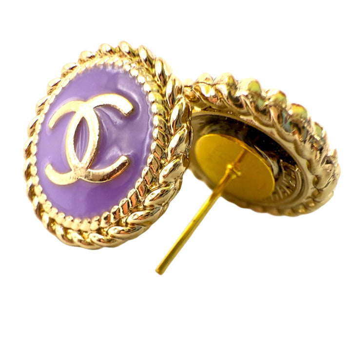 REPURPOSED BUTTON PURPLE ANNA STUDS