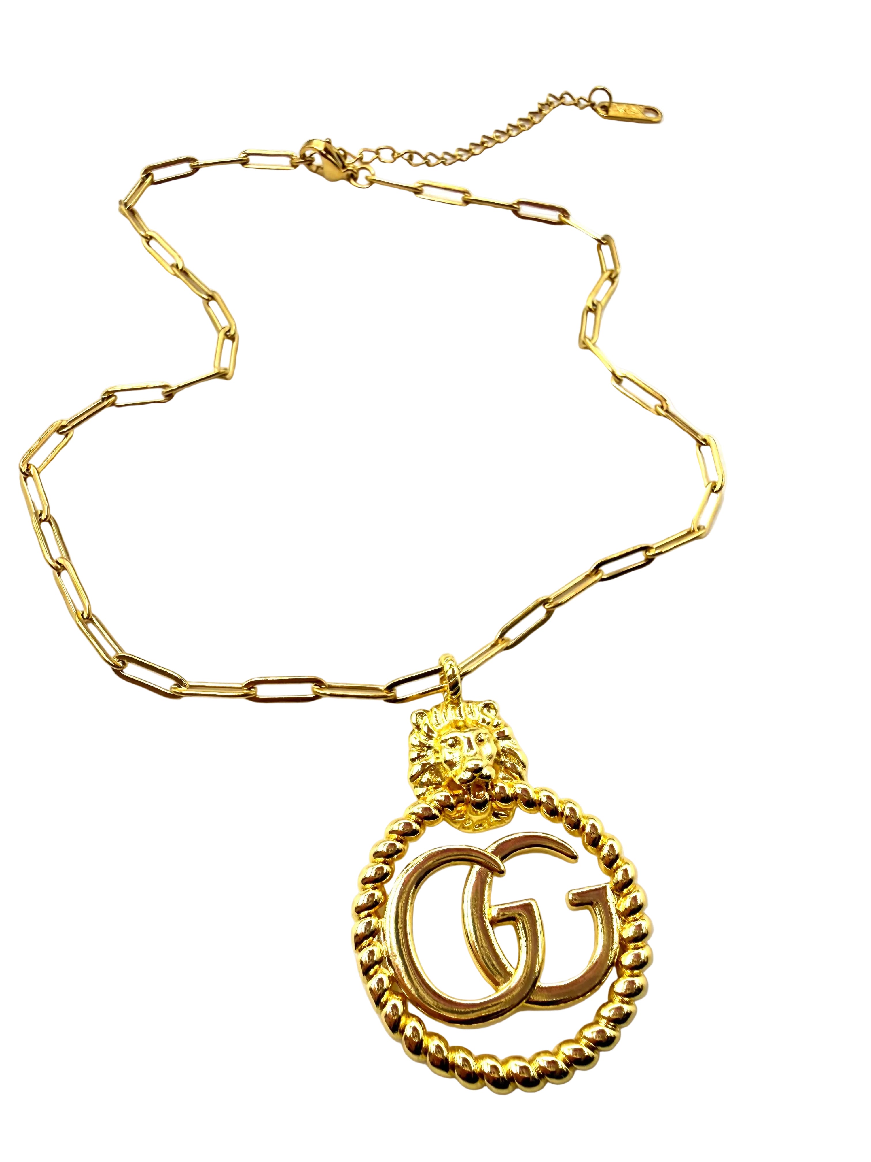 REPURPOSED GOLD LION CHARM NECKLACE