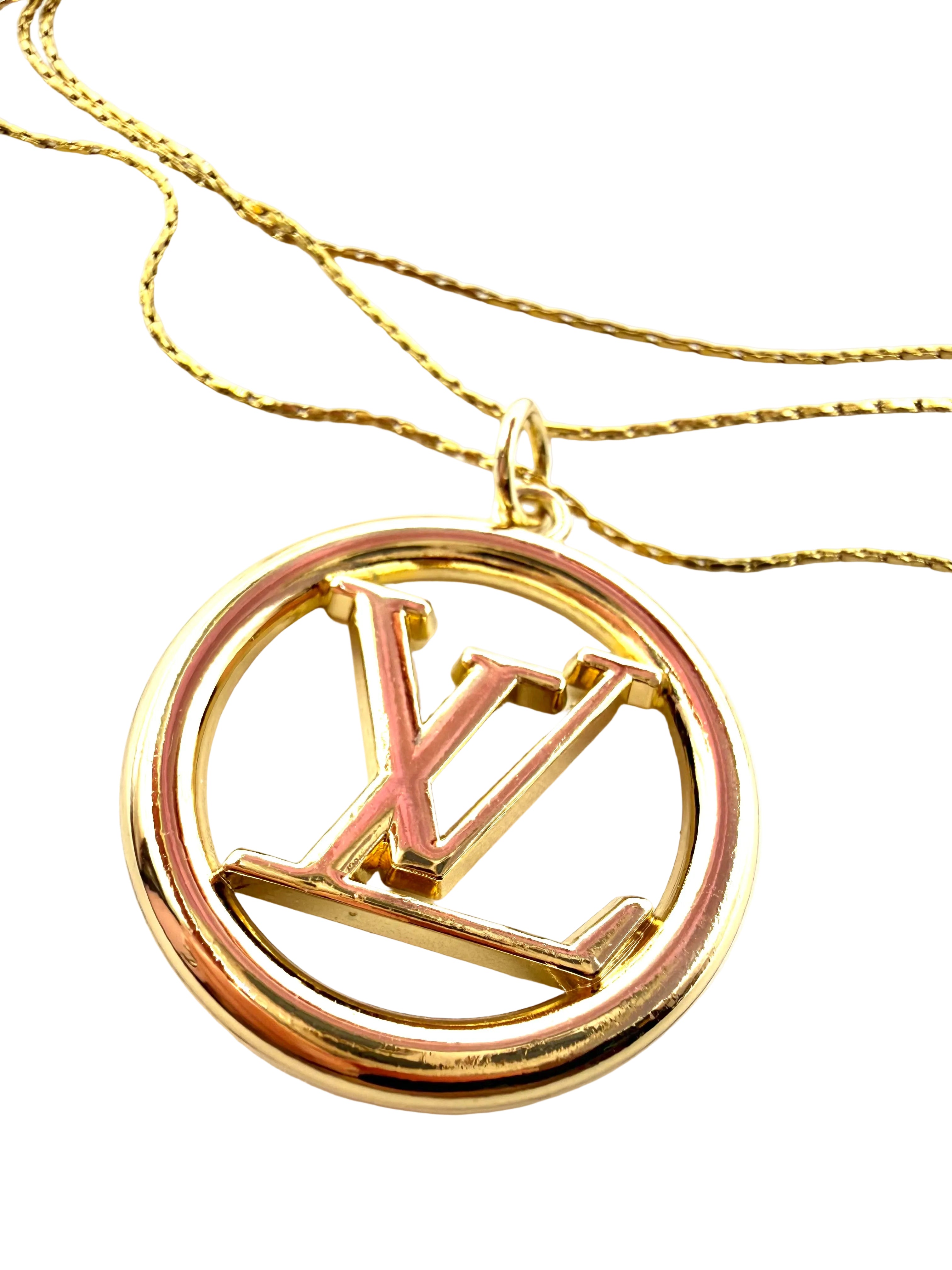 REPURPOSED CIRCLE CHARM THREE CHAIN NECKLACE