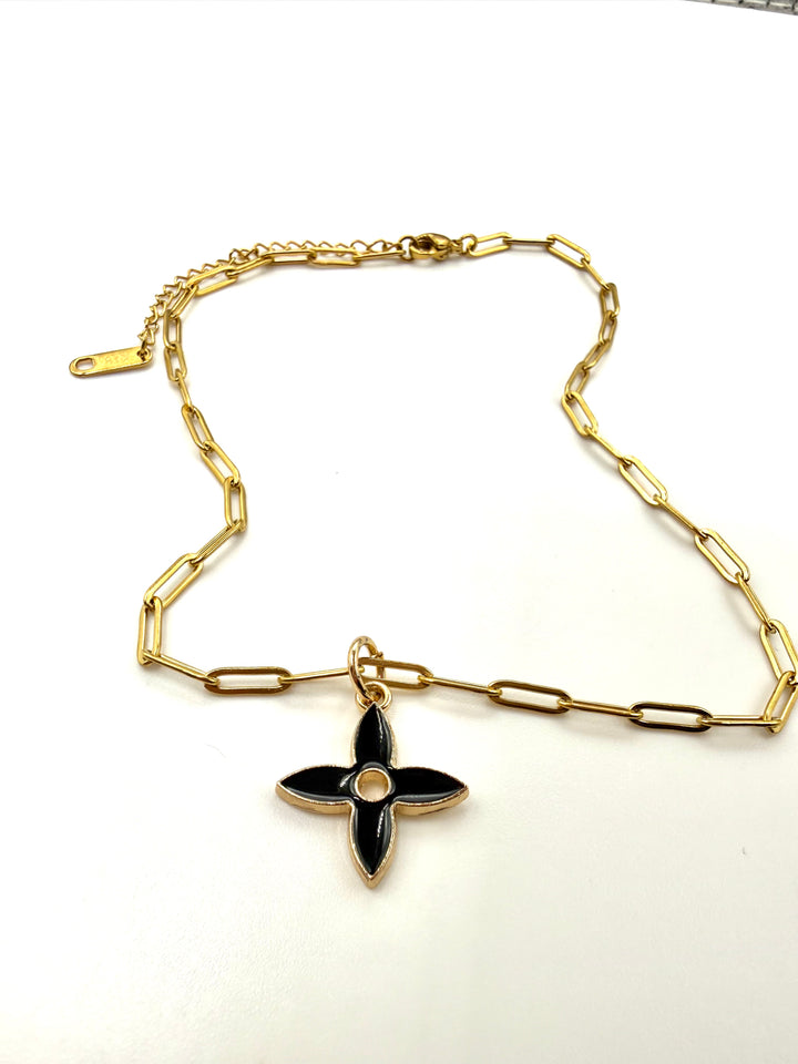 REPURPOSED FOUR POINT CHARM PAPERCLIP NECKLACE