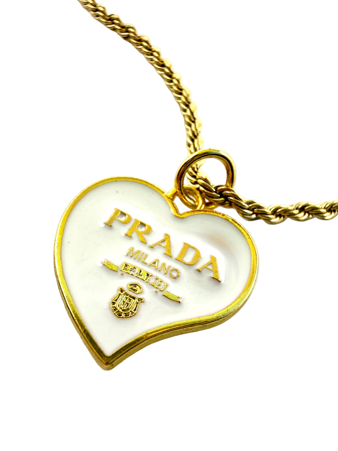 REPURPOSED WHITE HEART CHARM NECKLACE