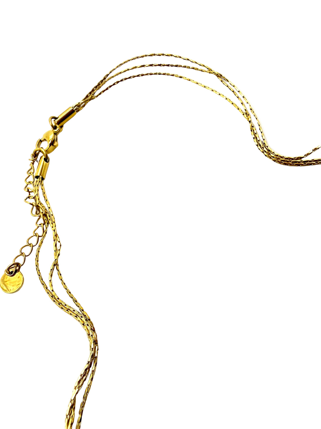 REPURPOSED CIRCLE CHARM THREE CHAIN NECKLACE