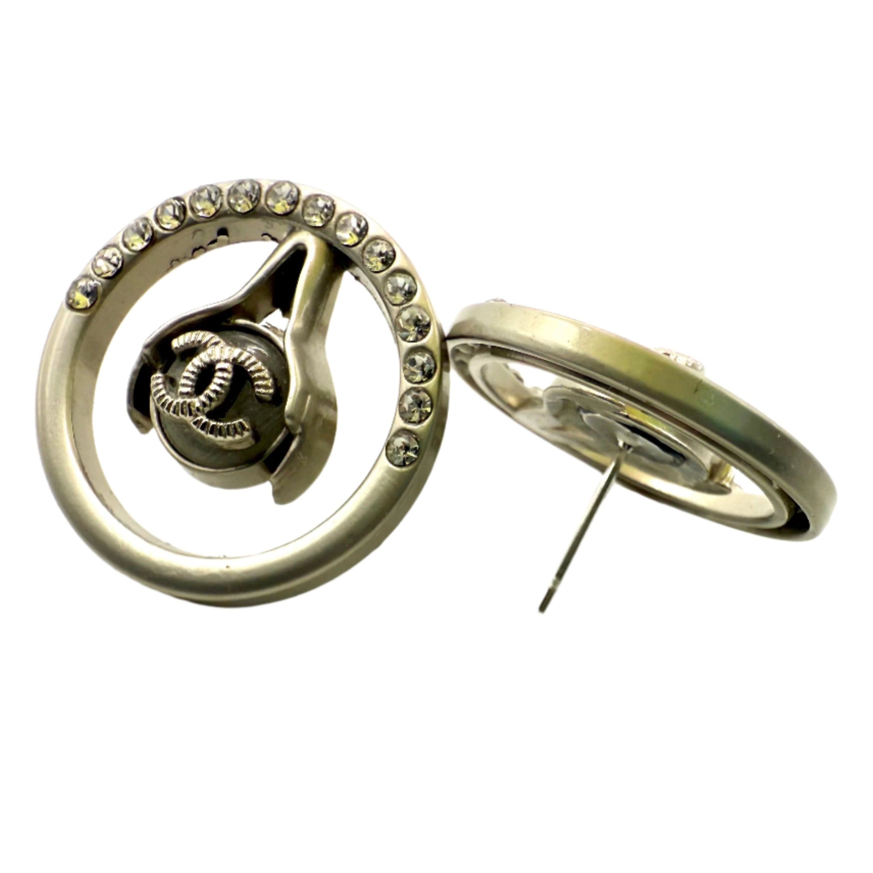 REPURPOSED BUTTON SILVER LUNA STUDS