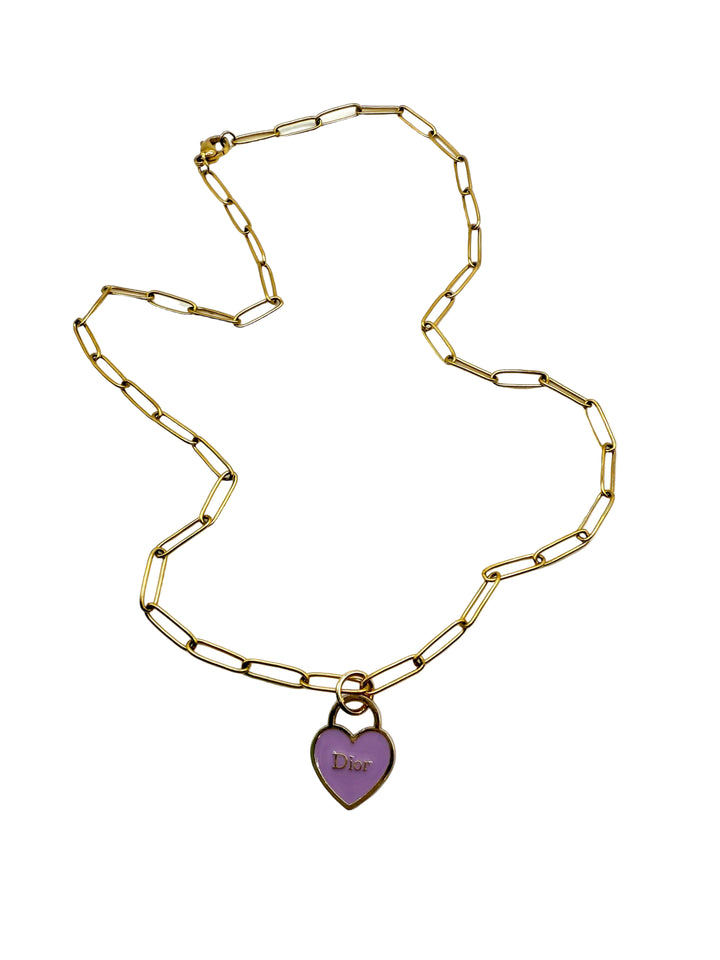 REPURPOSED PETITE HEART CHARM 18” NECKLACE