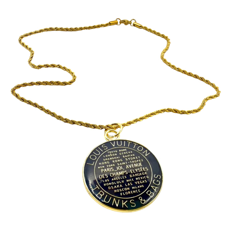 REPURPOSED NAVY LARGE TAG NECKLACE