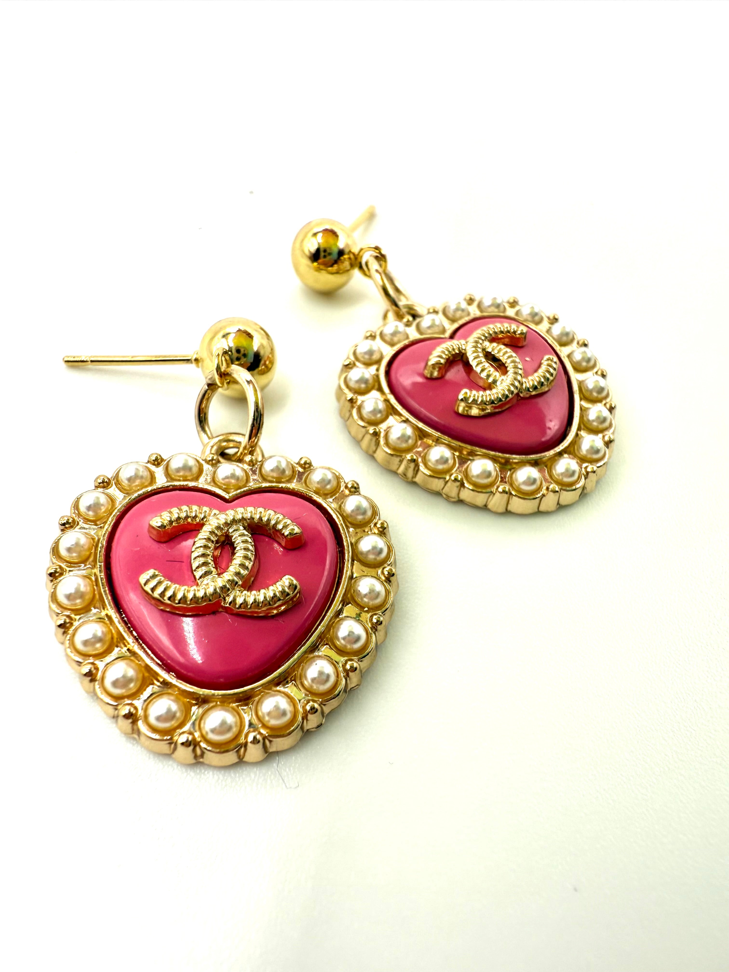 REPURPOSED PINK/PEARL CHARM EARRINGS