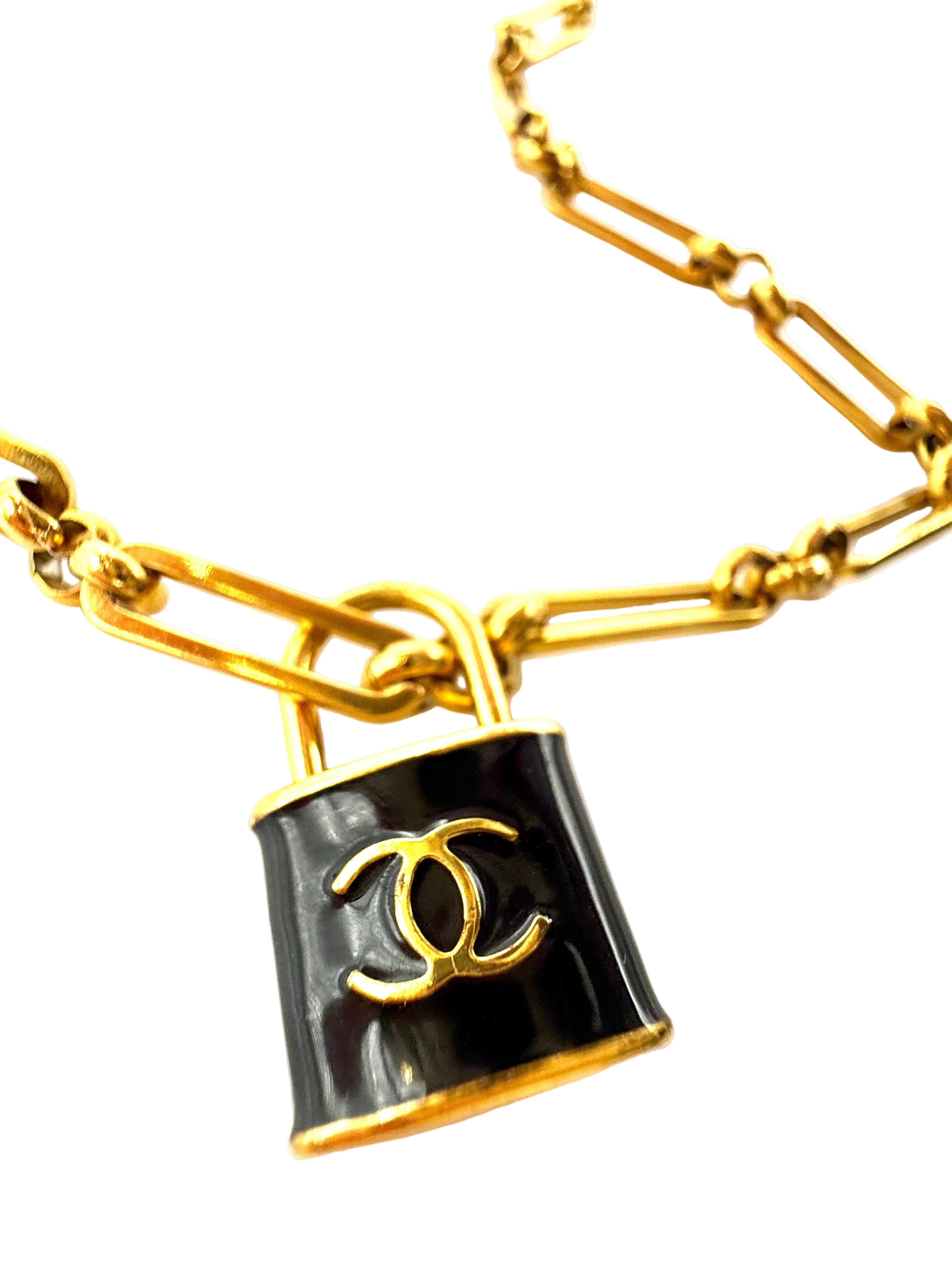 REPURPOSED BLACK LOCK NECKLACE