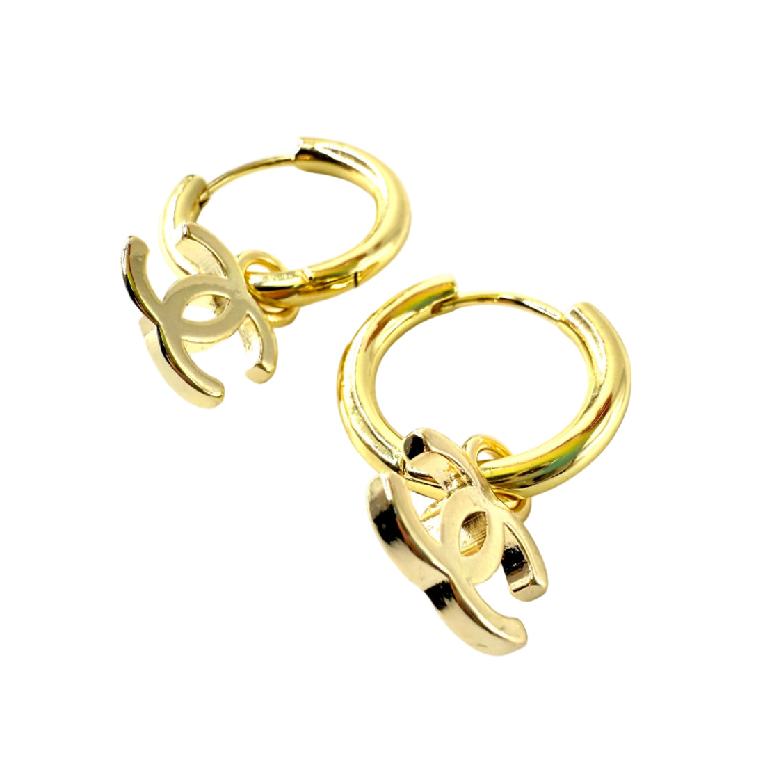 REPURPOSED GOLD CHARM HUGGIE EARRINGS