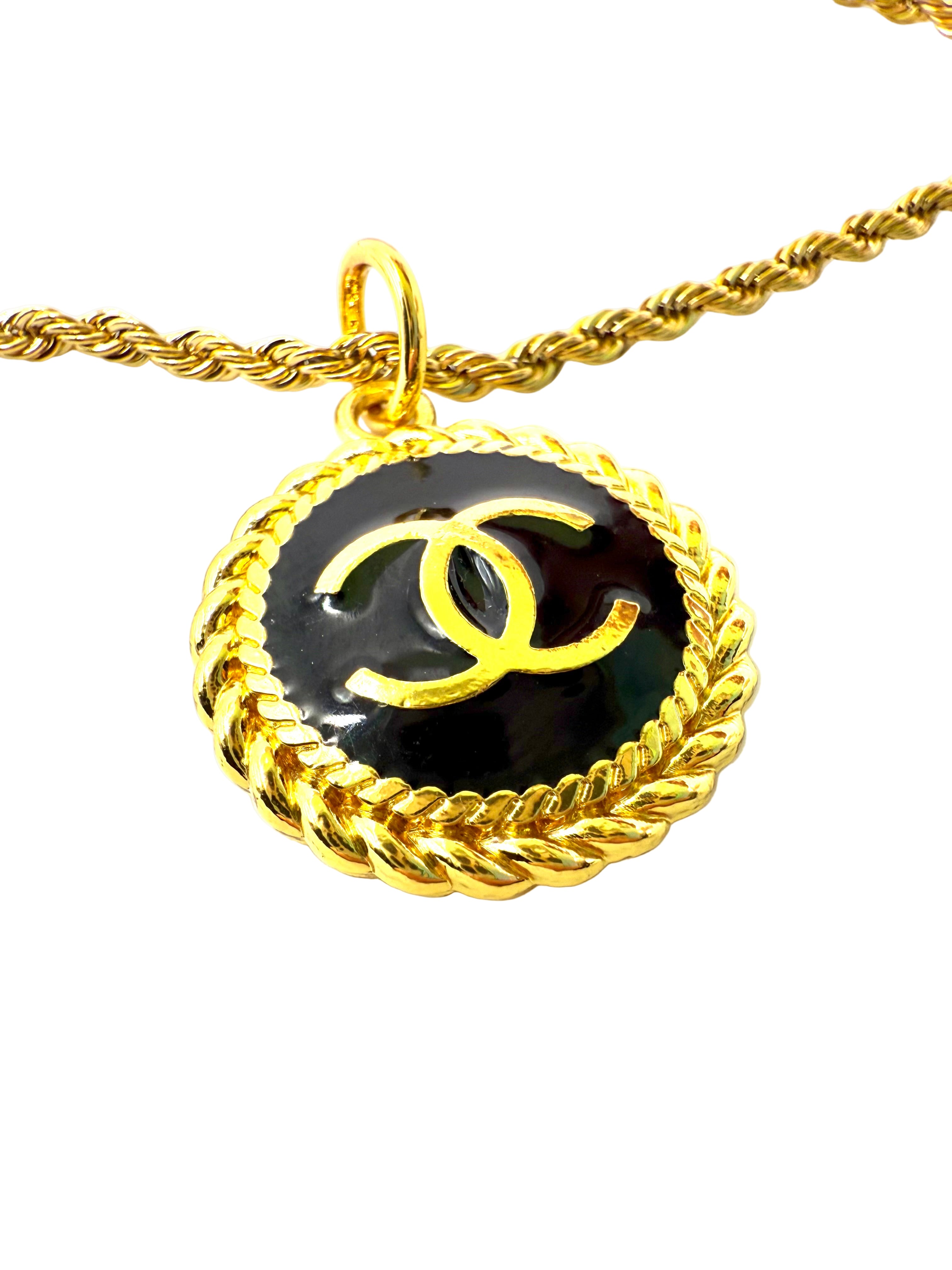 REPURPOSED BLACK/GOLD CHARM 18” NECKLACE