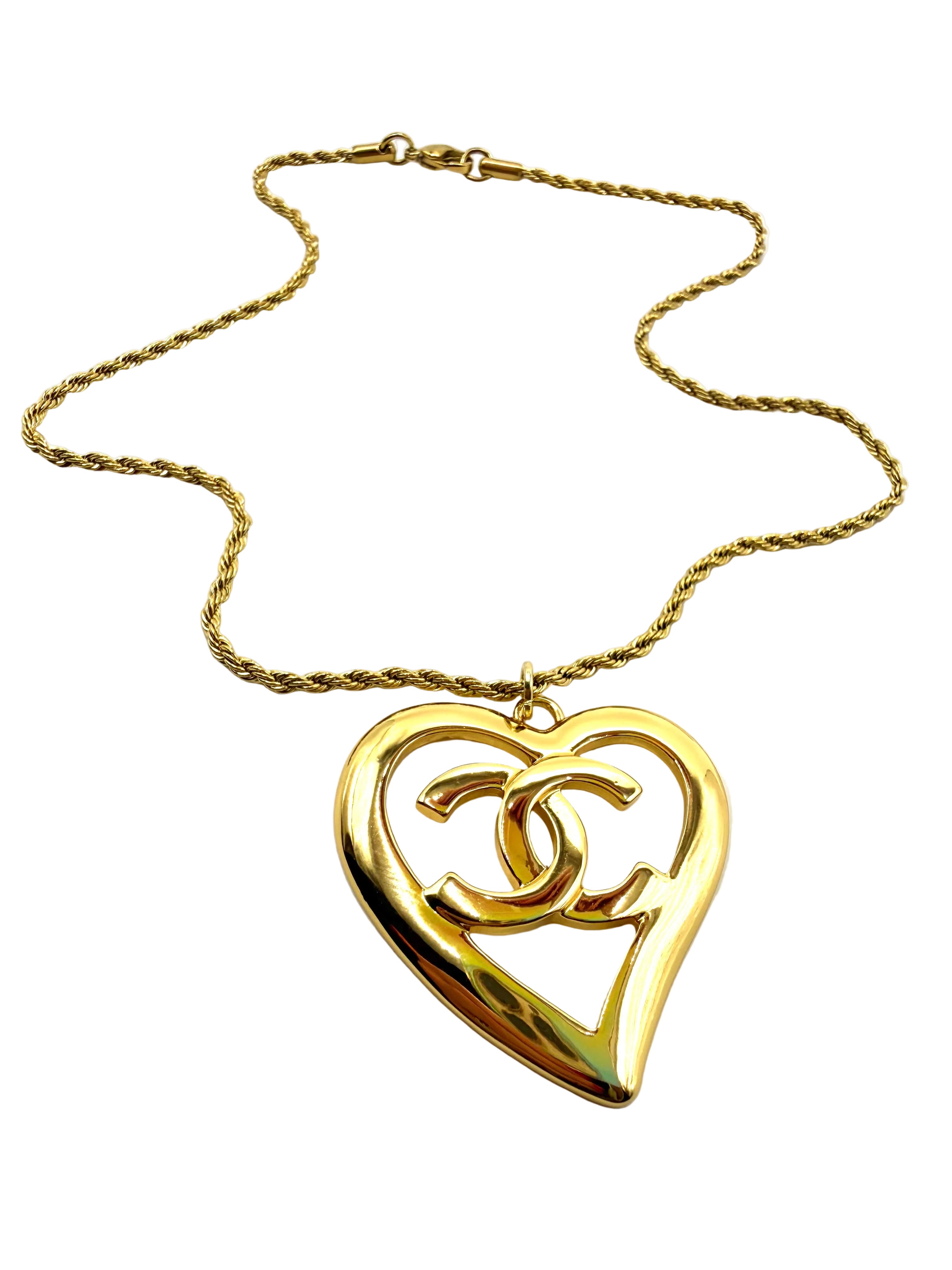 REPURPOSED LARGE HEART CHARM NECKLACE