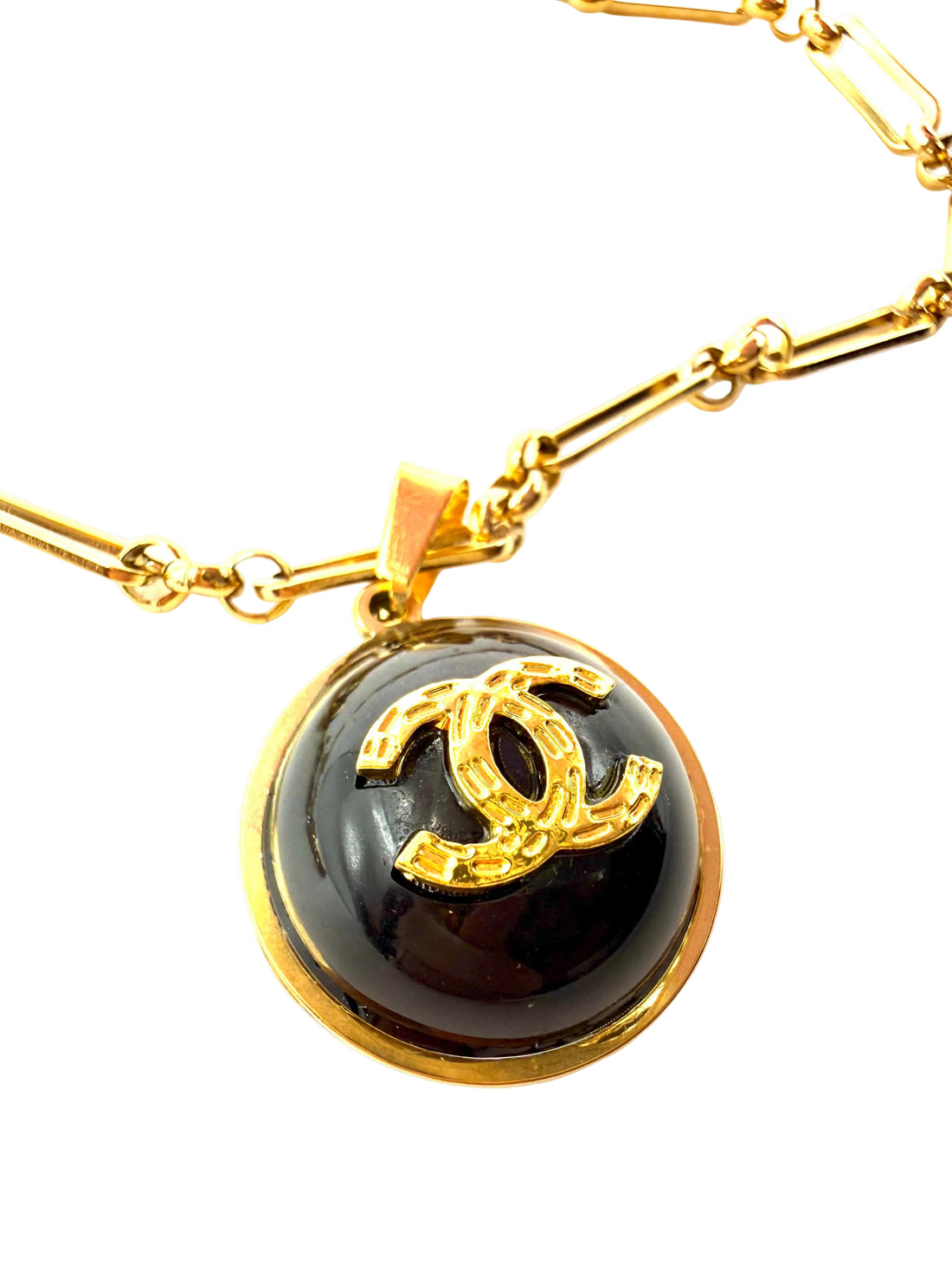 REPURPOSED BLACK/GOLD CHARM NECKLACE