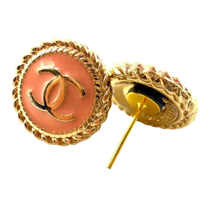 REPURPOSED BUTTON LIGHT PINK ANNA STUDS