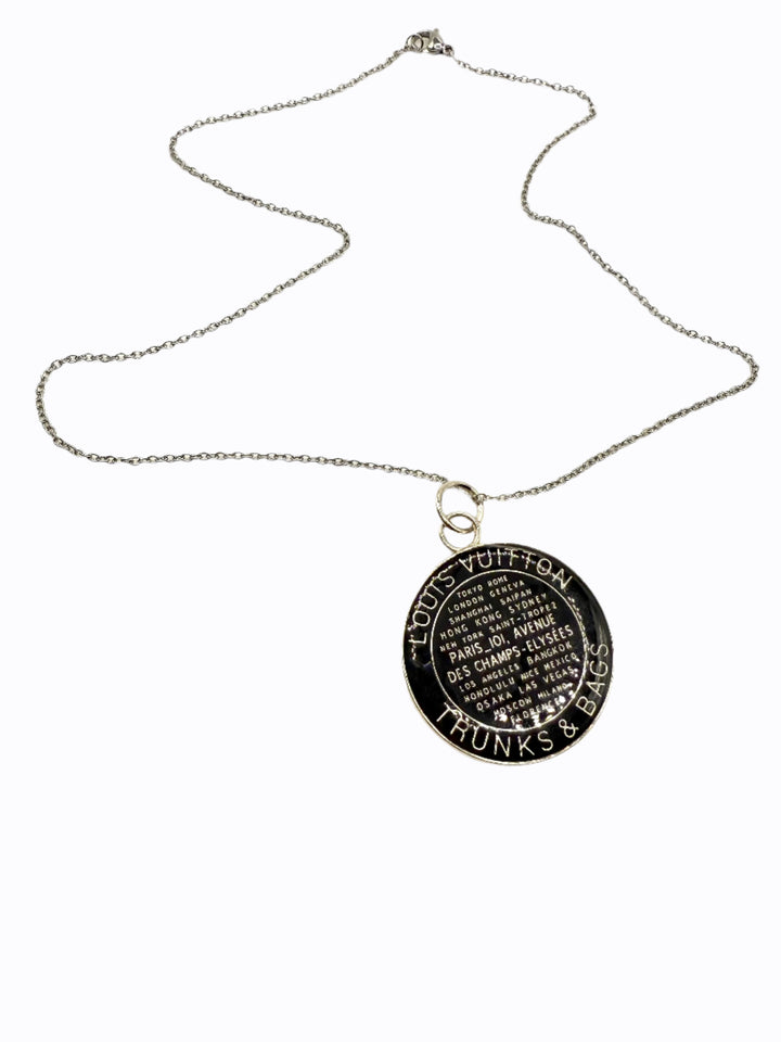 REPURPOSED LARGE BLACK TAG NECKLACE