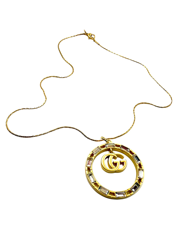 REPURPOSED GOLD/STONE CIRCLE CHARM NECKLACE