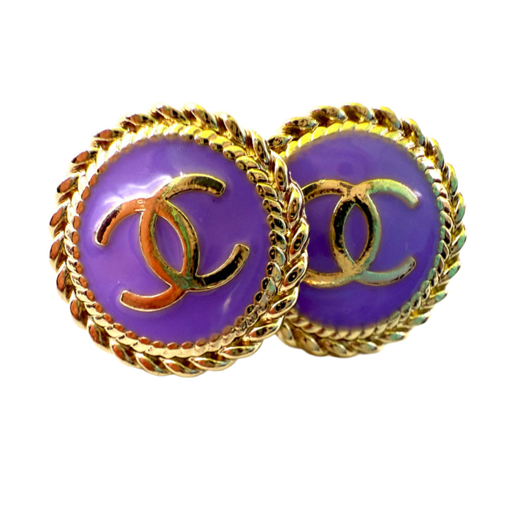 REPURPOSED BUTTON PURPLE ANNA STUDS