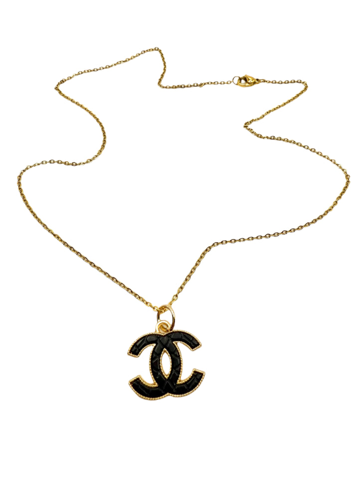 REPURPOSED CHARM BLACK/GOLD NECKLACE