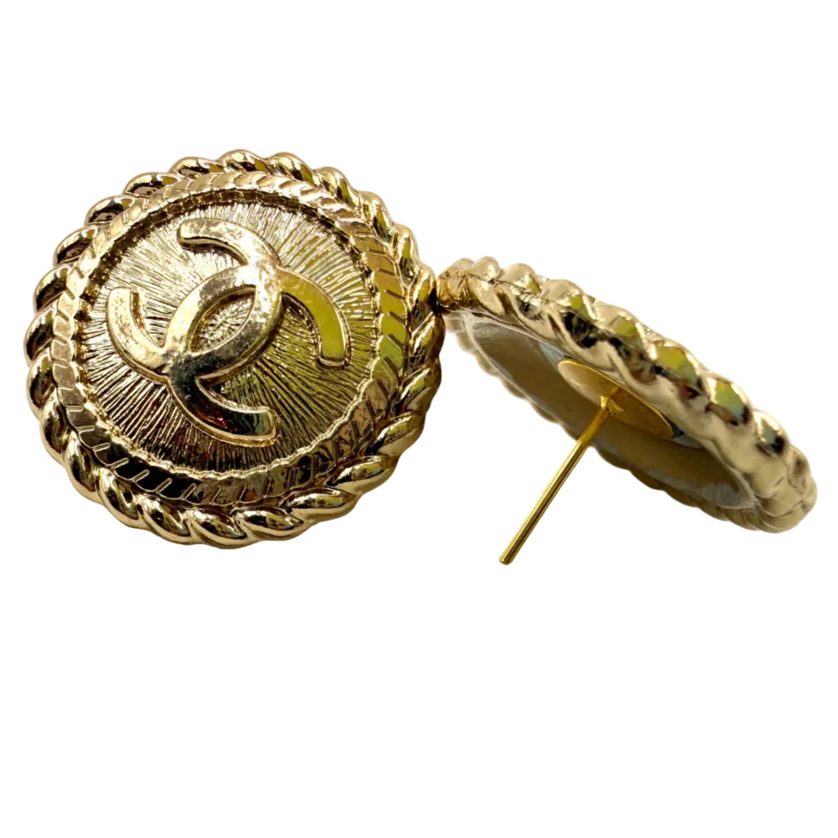 REPURPOSED BUTTON LARGE GOLD SARAH STUDS