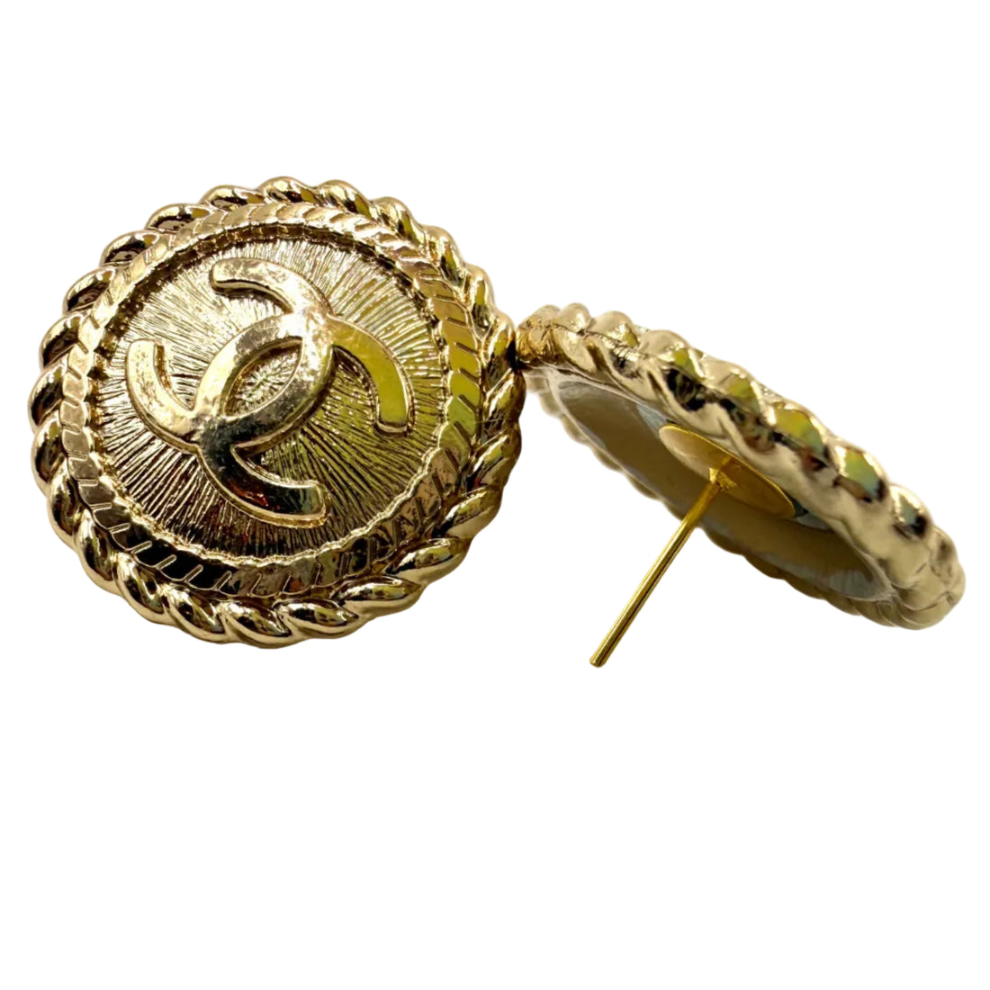 REPURPOSED BUTTON LARGE GOLD SARAH STUDS
