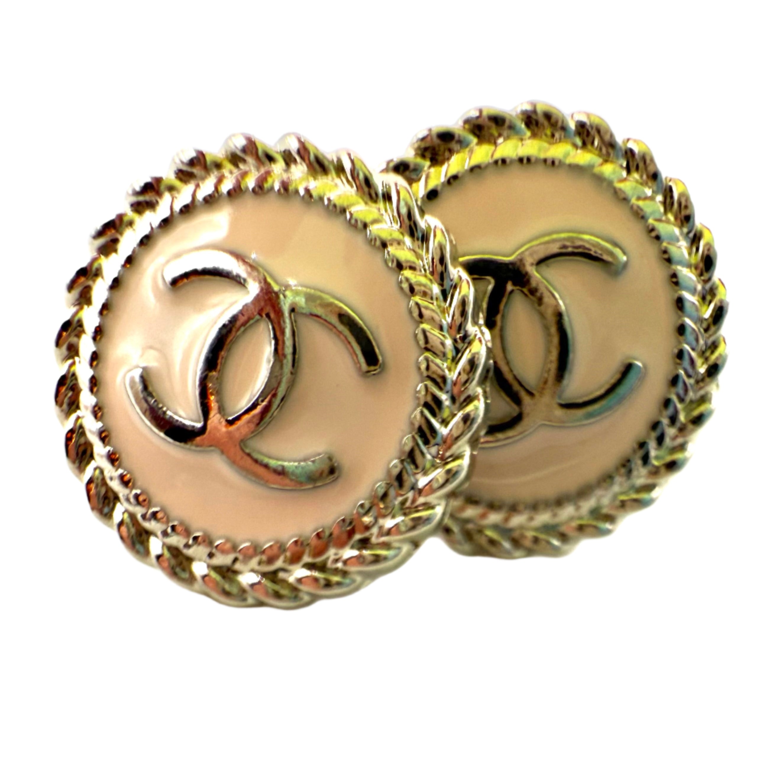 REPURPOSED BUTTON PALE PINK/SILVER ANNA STUDS