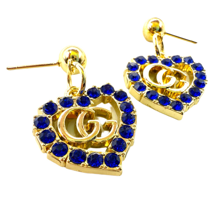 REPURPOSED CHARM BLUE HEART EARRINGS