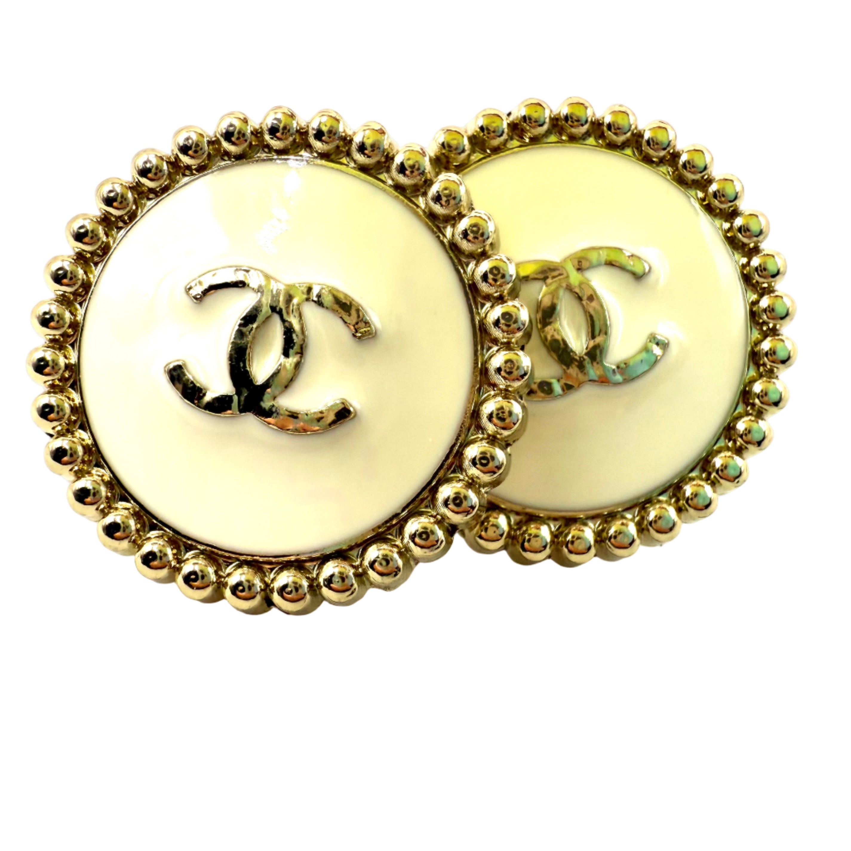 REPURPOSED BUTTON WHITE EDIE STUDS