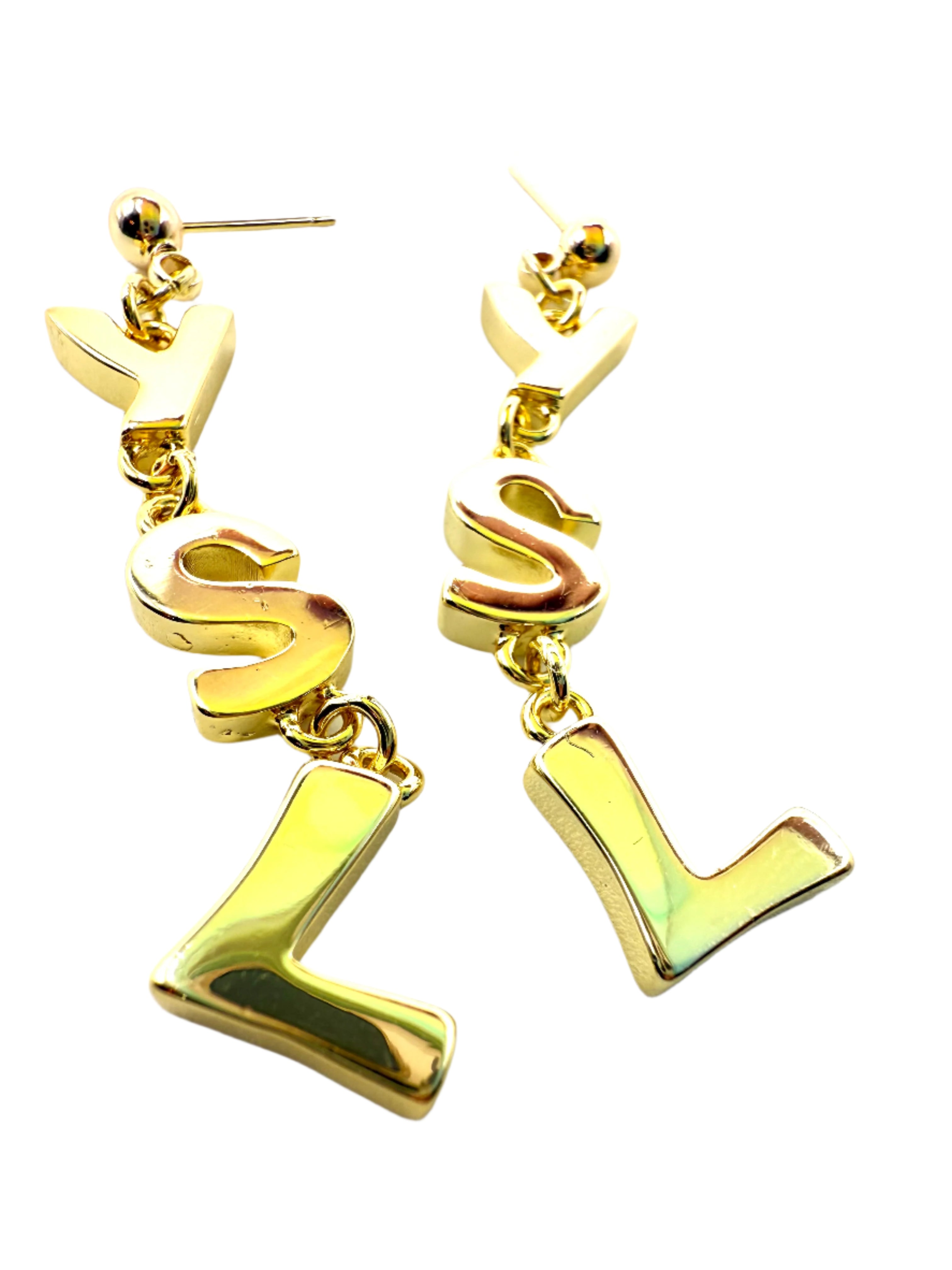 REPURPOSED CHARM GOLD LETTER EARRINGS