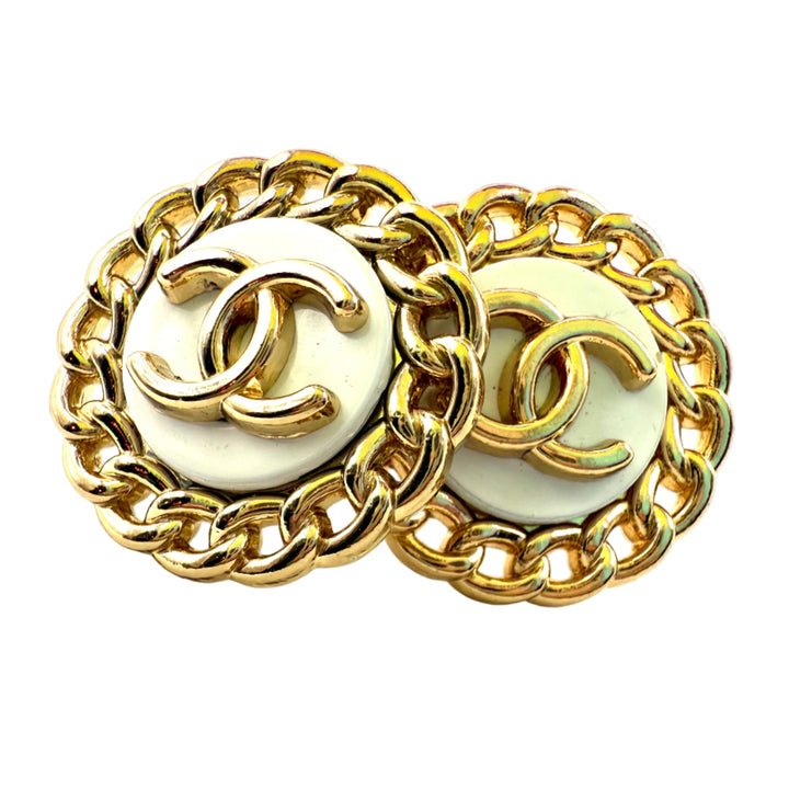 REPURPOSED BUTTON WHITE REBECCA STUDS