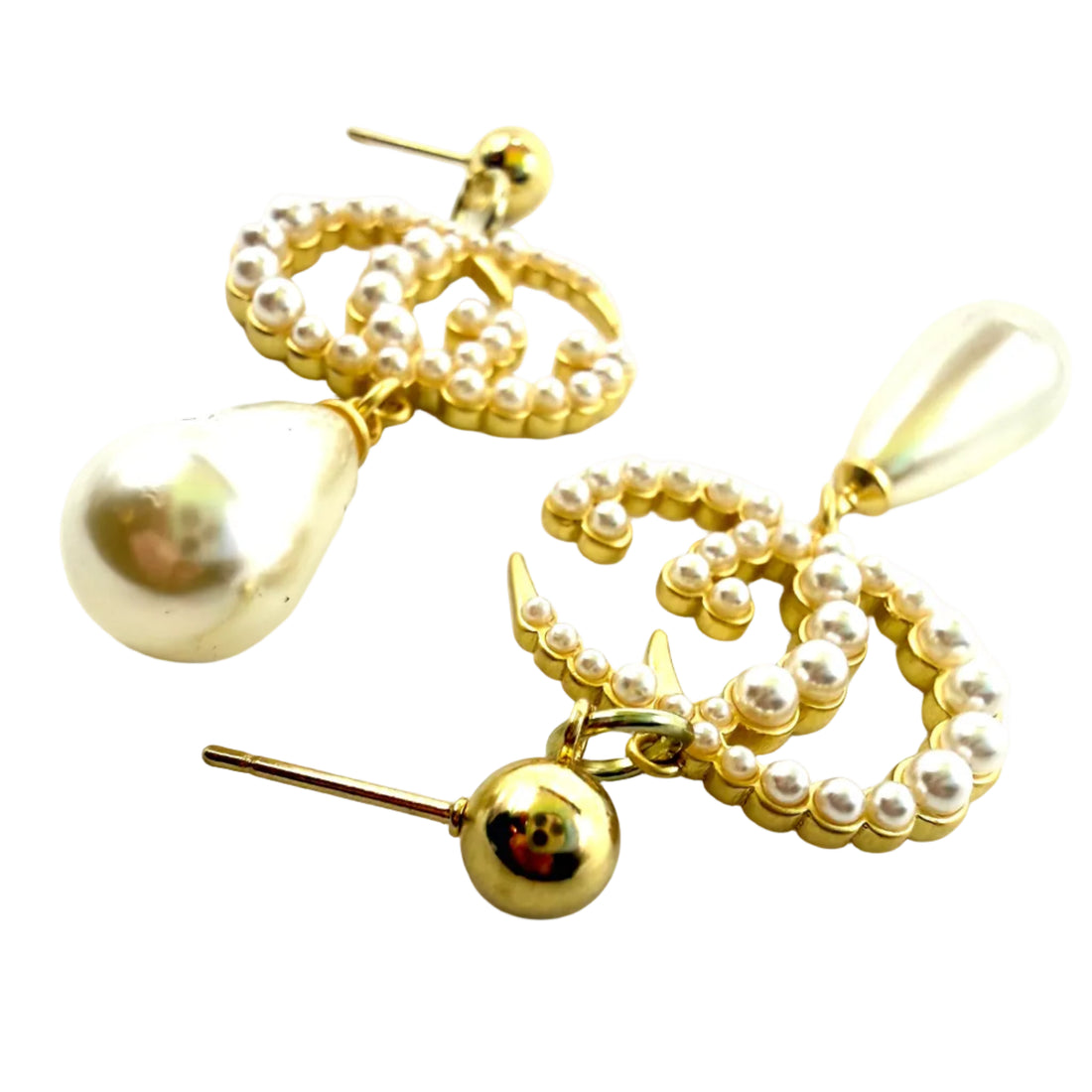 REPURPOSED CHARM PEARL DROP EARRINGS