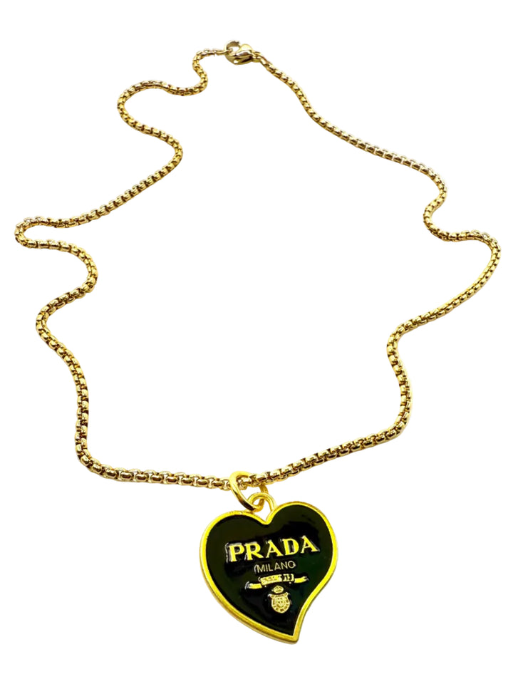 REPURPOSED BLACK HEART CHARM NECKLACE