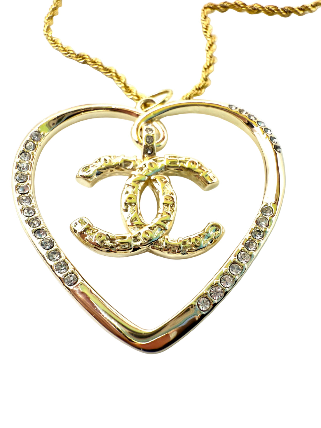 REPURPOSED CHARM LARGE HEART 16” NECKLACE