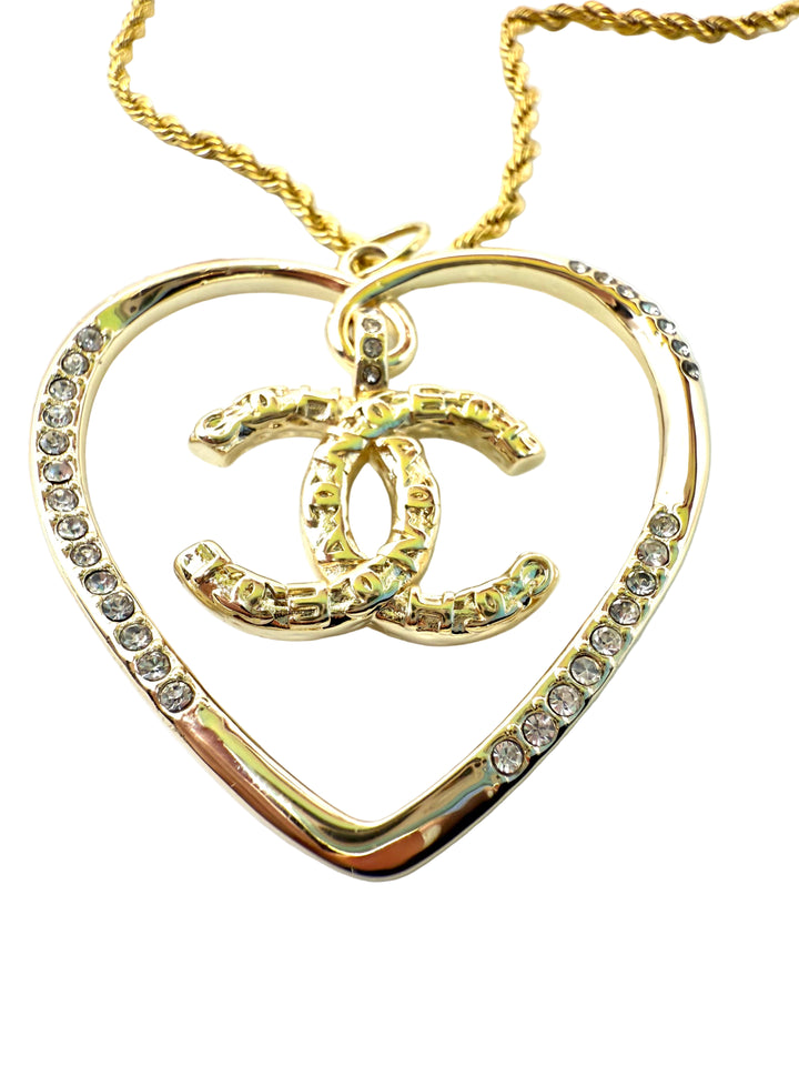 REPURPOSED CHARM LARGE HEART 16” NECKLACE