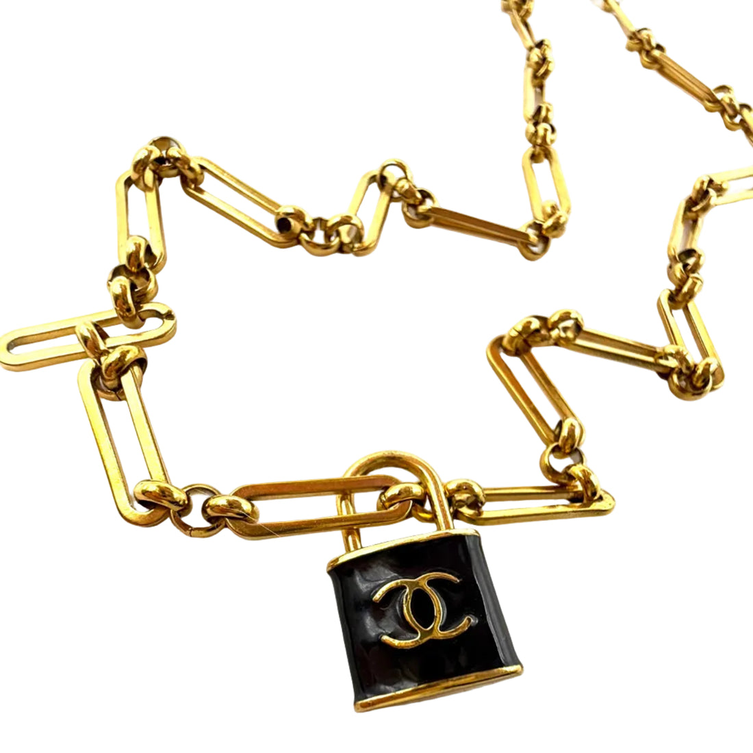 REPURPOSED BLACK LOCK NECKLACE