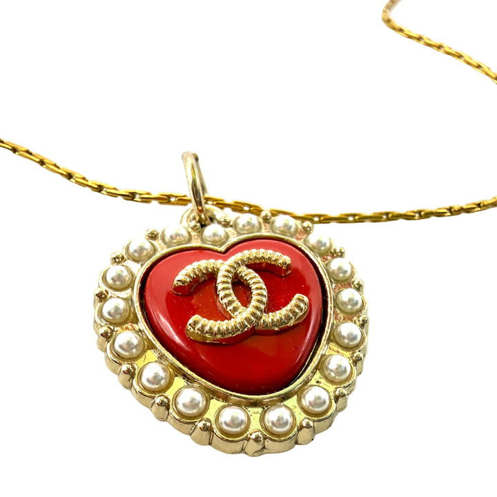 REPURPOSED GOLD/PEARL HEART NECKLACE