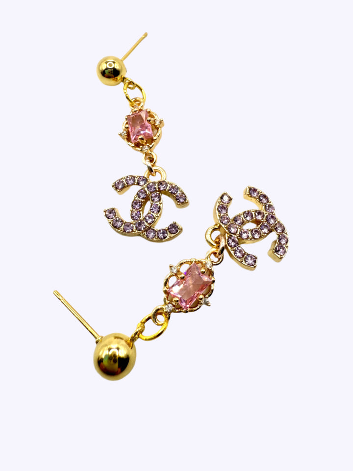 REPURPOSED CHARM PRINCESS PINK EARRINGS