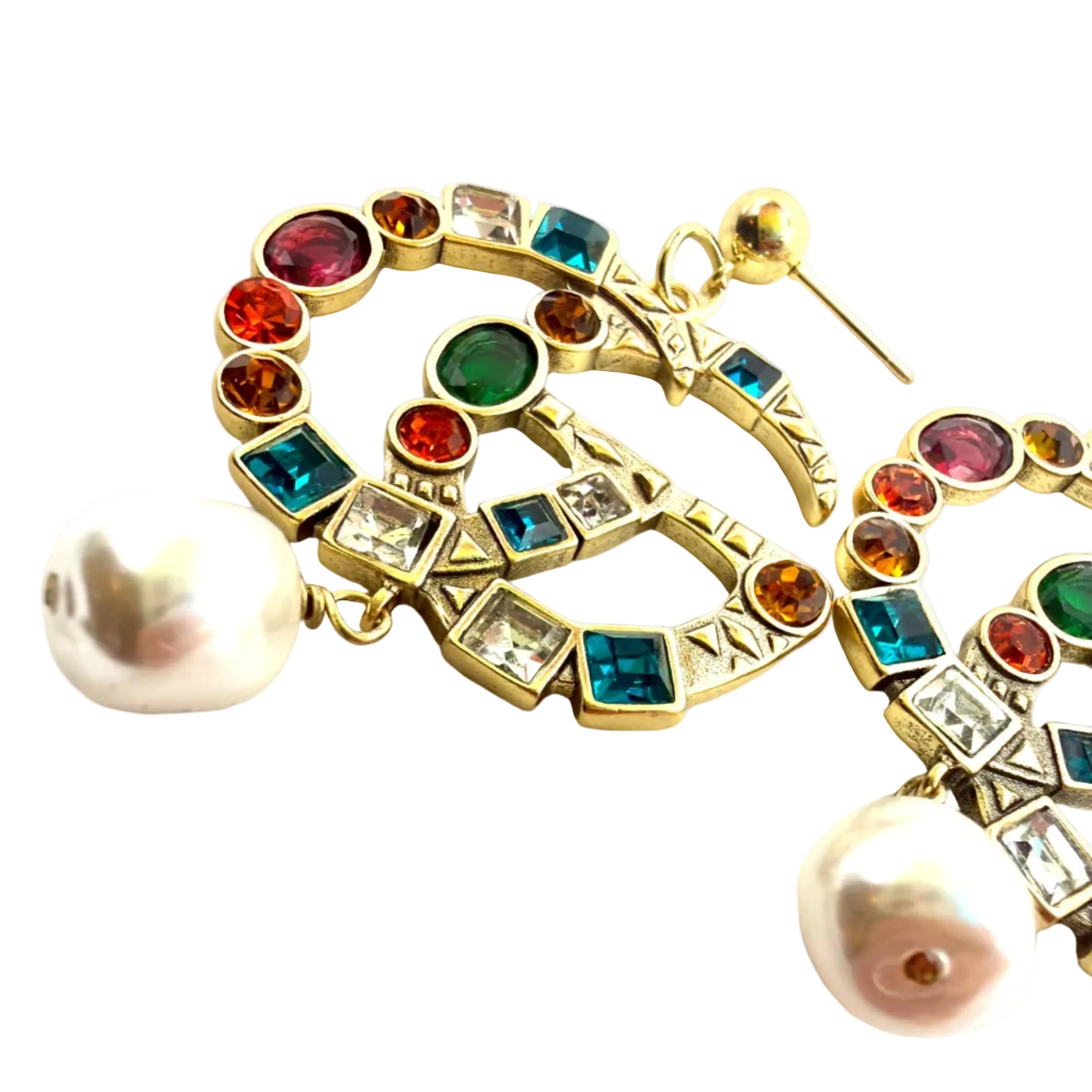 REPURPOSED CHARM RAINBOW PEARL EARRINGS