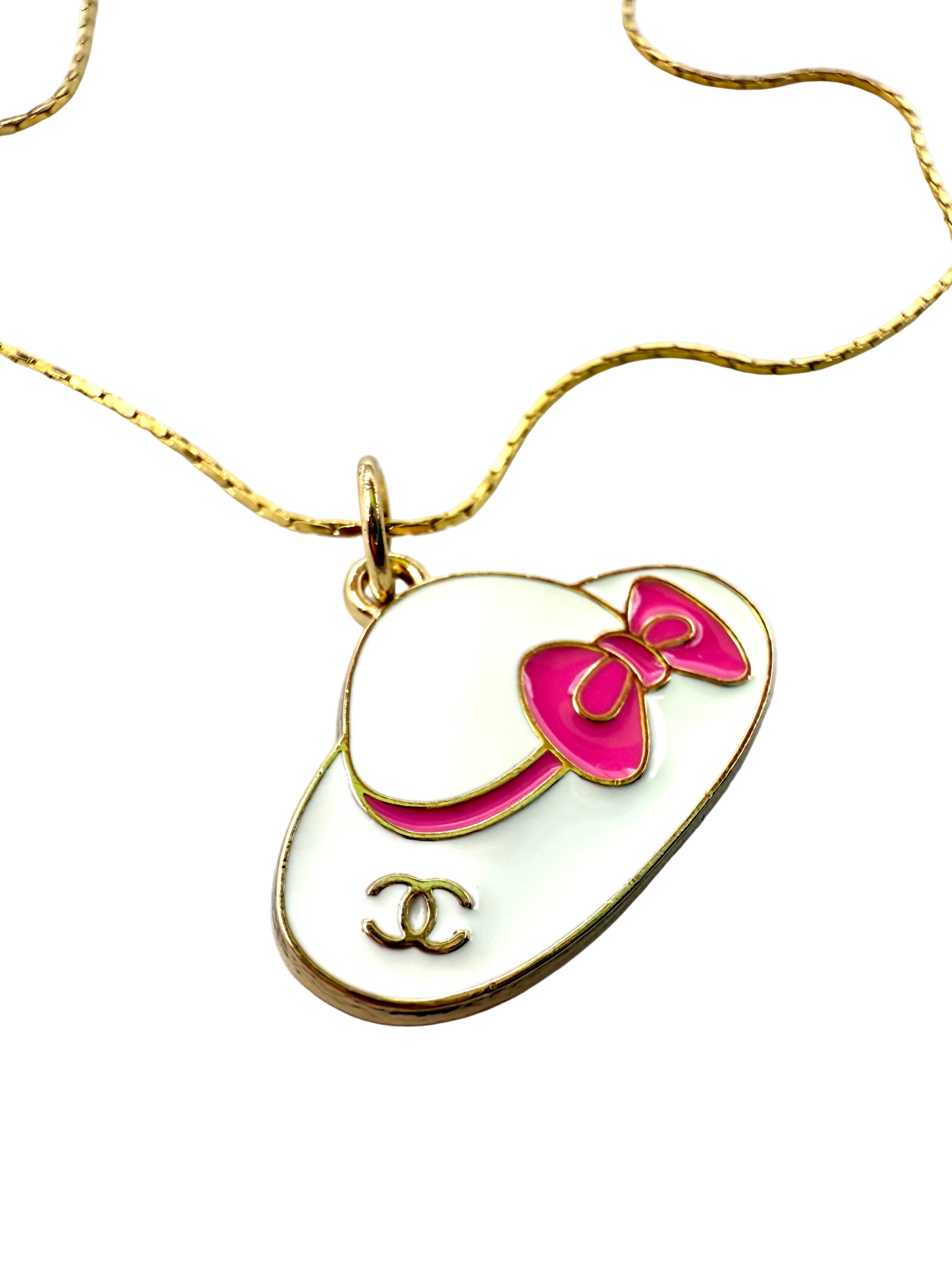 REPURPOSED PINK HAT CHARM NECKLACE