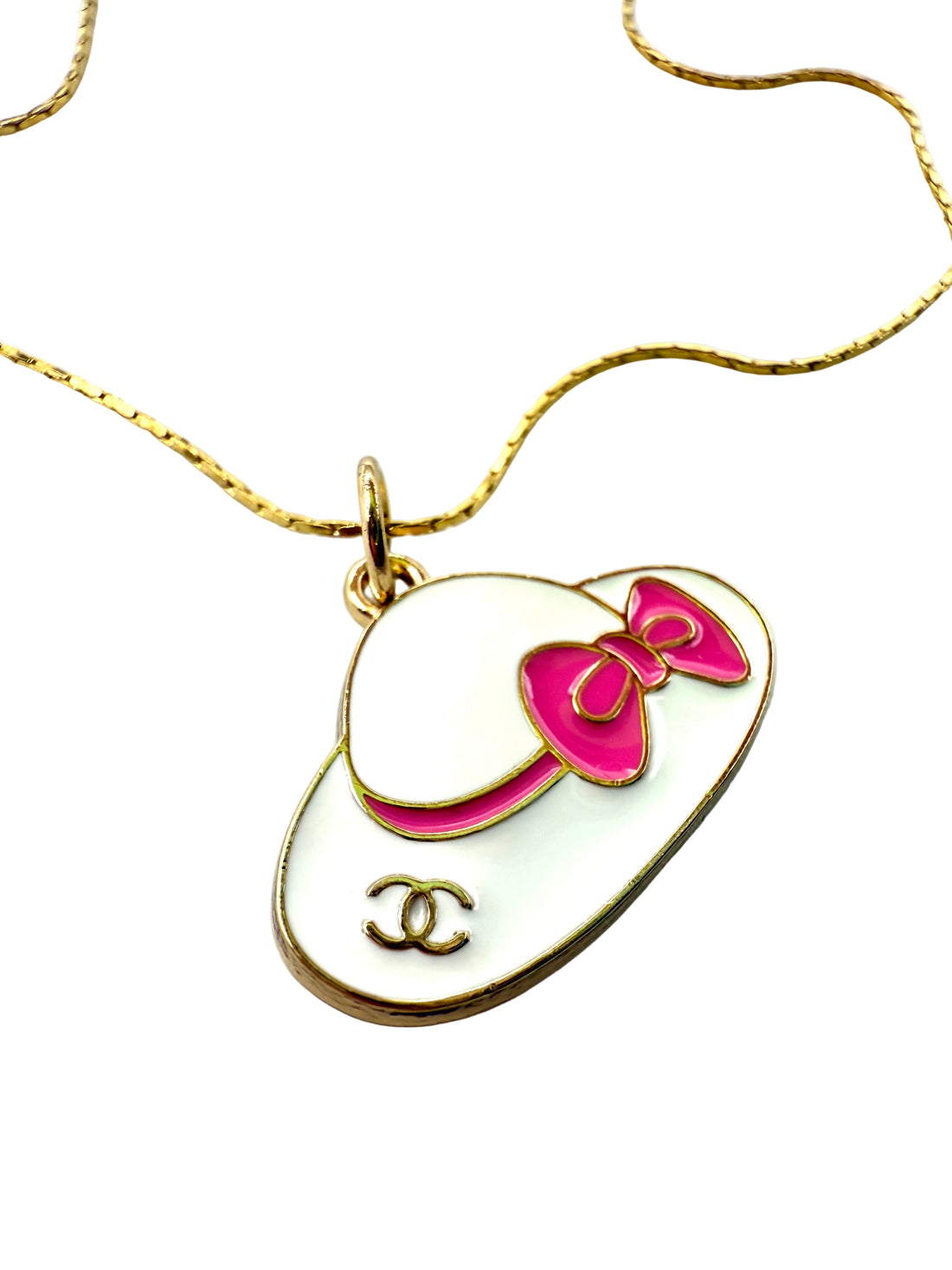 REPURPOSED PINK HAT CHARM NECKLACE