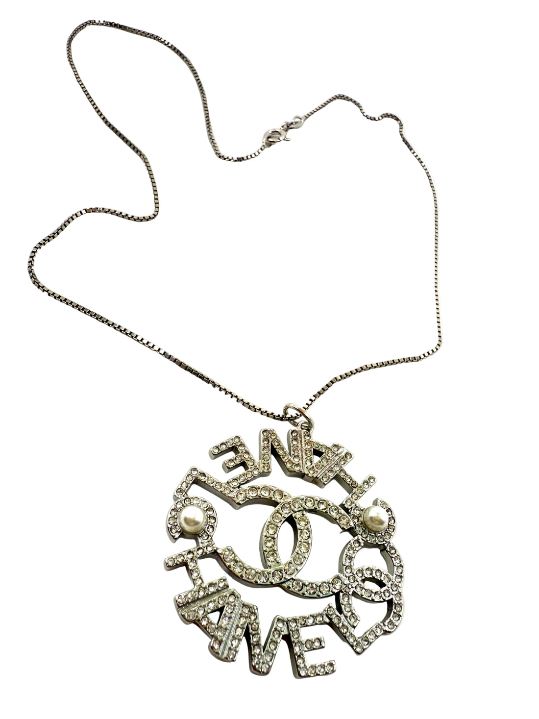 REPURPOSED SILVER STONE/PEARL CHARM 16” NECKLACE