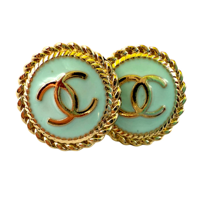 REPURPOSED BUTTON ROBIN’S EGG BLUE ANNA STUDS