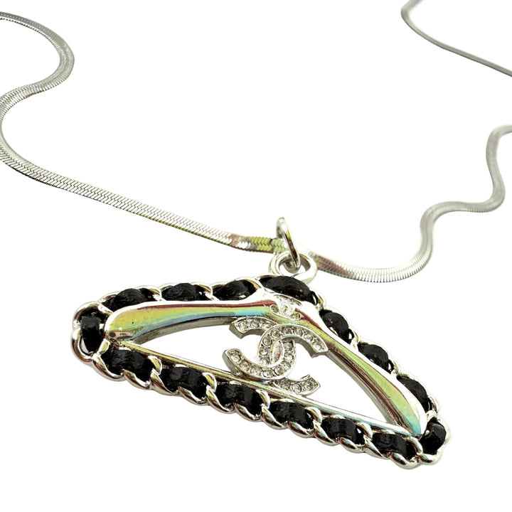 REPURPOSED SILVER HANGER CHARM NECKLAC