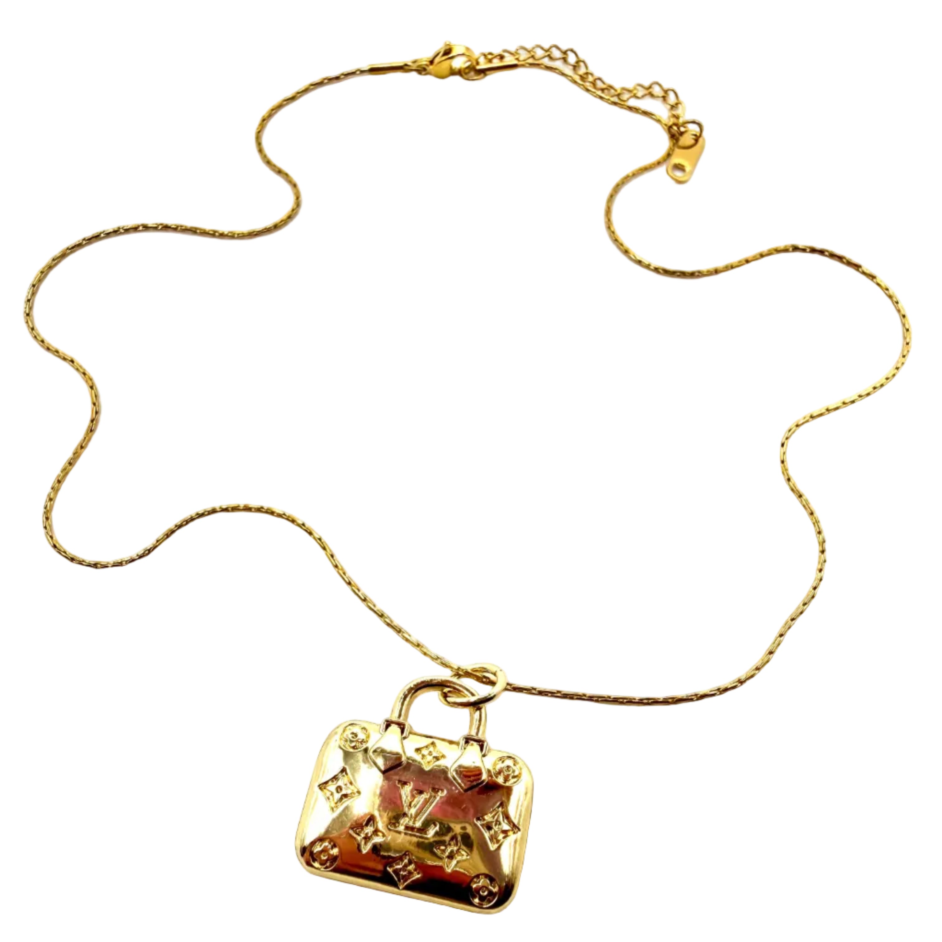 REPURPOSED GOLD HANDBAG CHARM NECKLACE