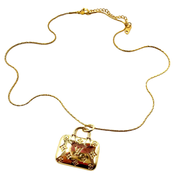 REPURPOSED GOLD HANDBAG CHARM NECKLACE